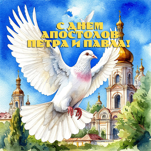 Открытка на День Петра и Павла для православных №1990. Открытки. Готовые открытки с днем Петра и Павла.
