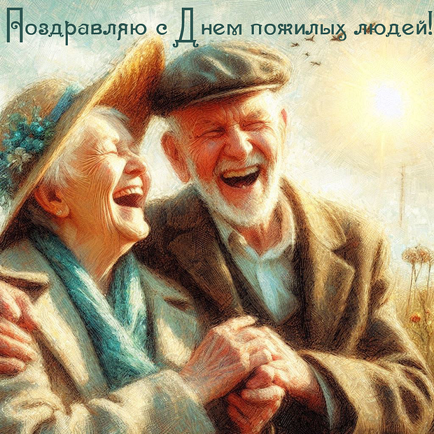 Душевная открытка для поздравления на День пожилых людей №2287. Открытки. Готовые открытки с днем пожилых людей.