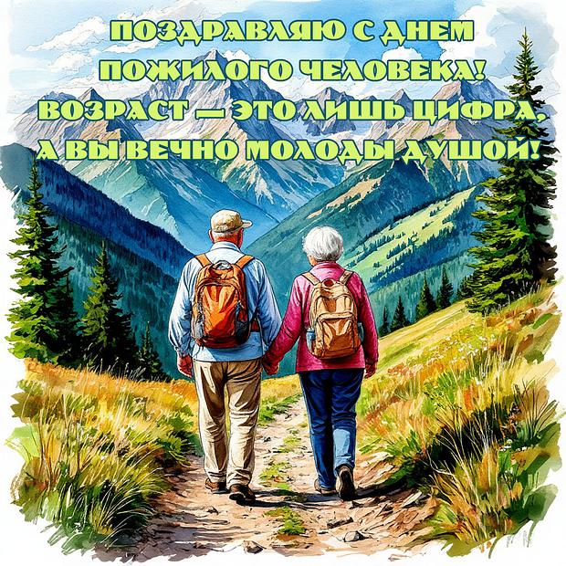 Картинка с душевным поздравлением на День пожилых людей №2292. Открытки. Готовые открытки с днем пожилых людей.