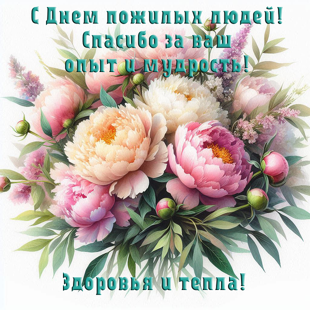 Картинка с душевными пожеланиями на День пожилых людей №2291. Открытки. Готовые открытки с днем пожилых людей.