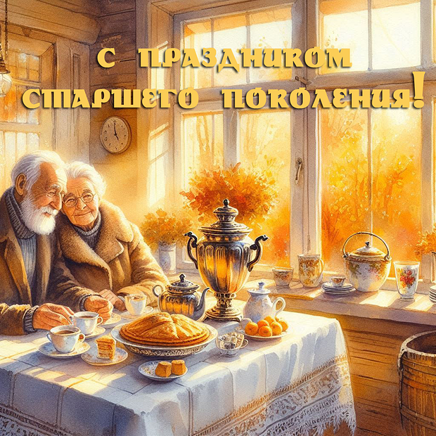 Красивая картинка и поздравление с Днем пожилых людей №2283. Открытки. Готовые открытки с днем пожилых людей.