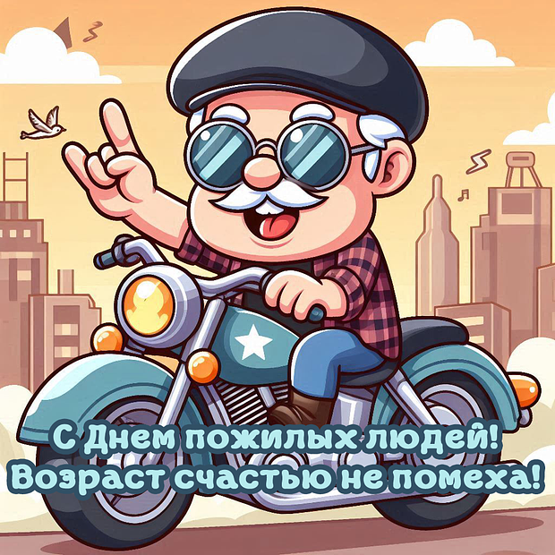 Красивая открытка на День пожилых людей №2286. Открытки. Готовые открытки с днем пожилых людей.
