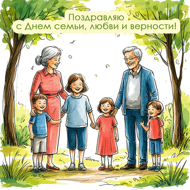 Красивая картинка на День семьи, любви и верности №1923. Открытки. Готовые открытки с днем семьи, любви и верности.