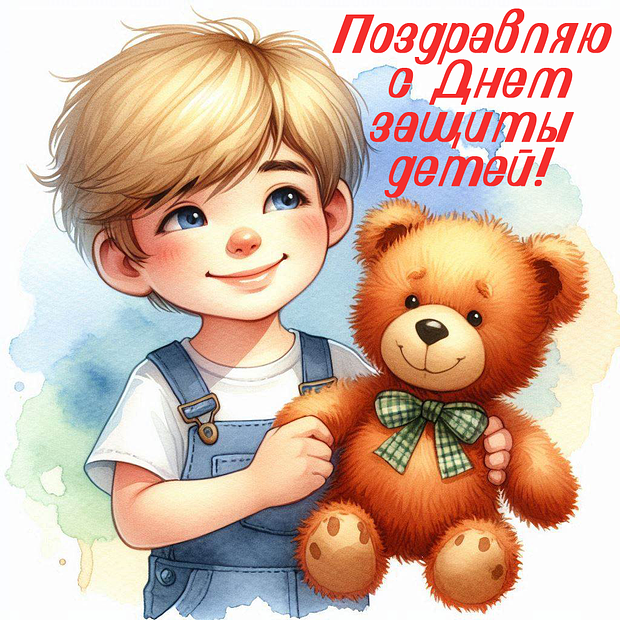 Душевная открытка для поздравления с Днем защиты детей №2174. Открытки. Готовые открытки с днем защиты детей.