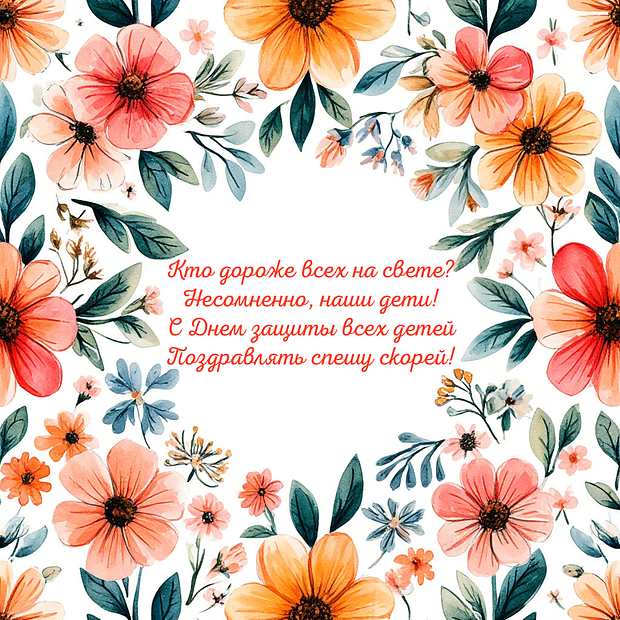 Открытка с поздравлением с Днем защиты детей №2157. Открытки. Готовые открытки с днем защиты детей.