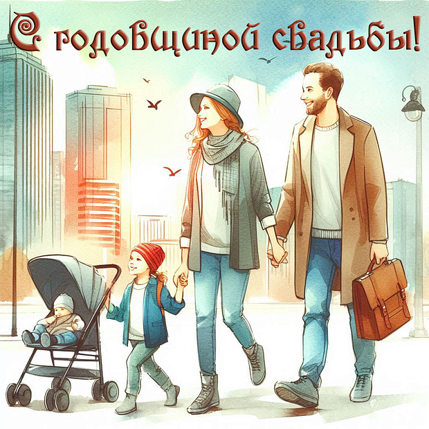 Красивая открытка на годовщину свадьбы №1948. Открытки. Готовые открытки с годовщиной свадьбы.
