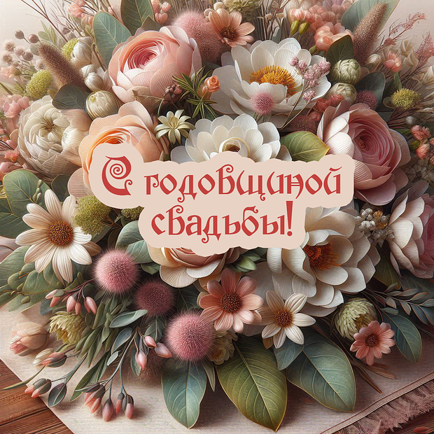 Оригинальная открытка на годовщину свадьбы №1940. Открытки. Готовые открытки с годовщиной свадьбы.