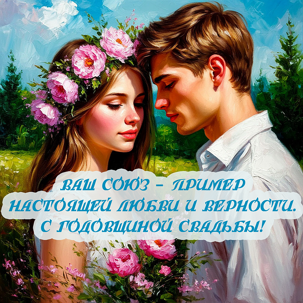 Открытка на годовщину свадьбы с теплыми пожеланиями №1944. Открытки. Готовые открытки с годовщиной свадьбы.