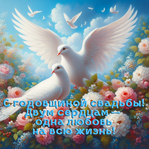 Открытка на годовщину свадьбы с теплыми пожеланиями №1947. Открытки. Готовые открытки с годовщиной свадьбы.