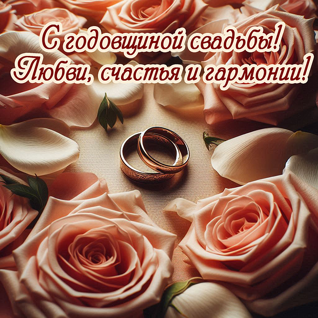 Открытка на годовщину свадьбы с теплыми пожеланиями №1975. Открытки. Готовые открытки с годовщиной свадьбы.