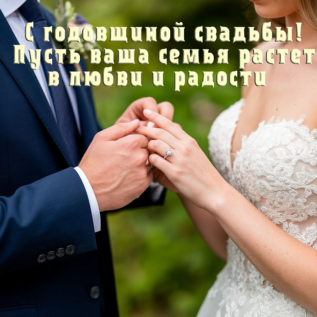 Открытка на годовщину свадьбы с теплыми пожеланиями №1977. Открытки. Готовые открытки с годовщиной свадьбы.