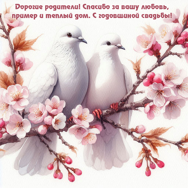 Открытка с поздравлением с годовщиной свадьбы №1962. Открытки. Готовые открытки с годовщиной свадьбы.