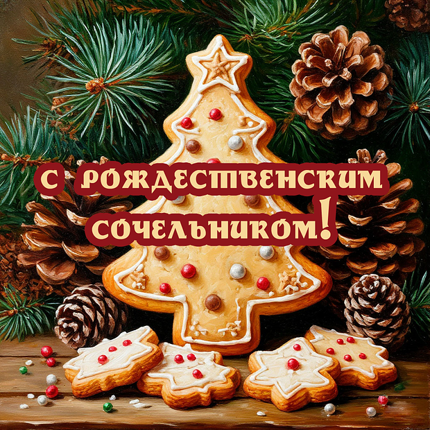 Красивая картинка с Рождественским сочельником №2235. Открытки. Готовые открытки с Рождественским сочельником.