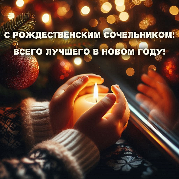 Красивая открытка с Рождественским сочельником №2252. Открытки. Готовые открытки с Рождественским сочельником.