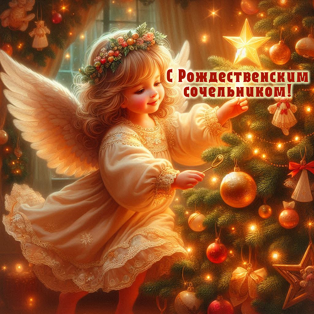 Красивая открытка с Рождественским сочельником №2237. Открытки. Готовые открытки с Рождественским сочельником.
