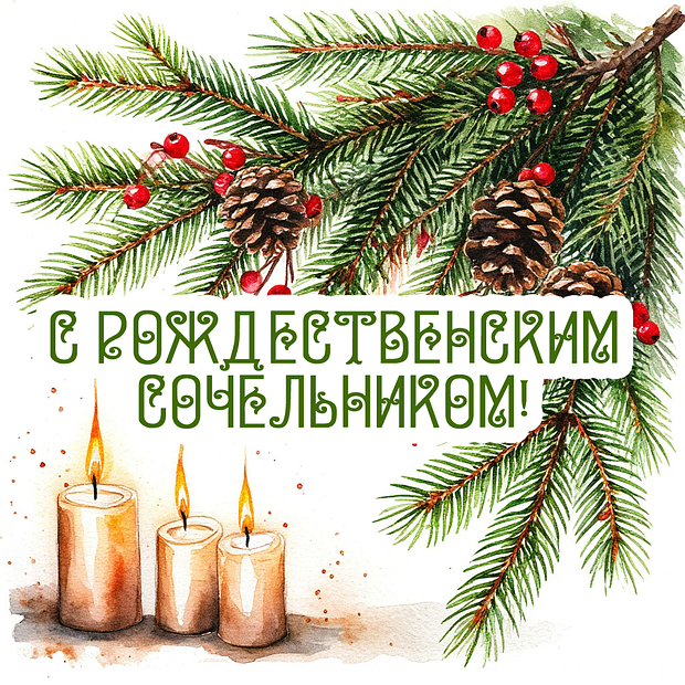 Открытка с поздравлением на Рождественский сочельник №2232. Открытки. Готовые открытки с Рождественским сочельником.