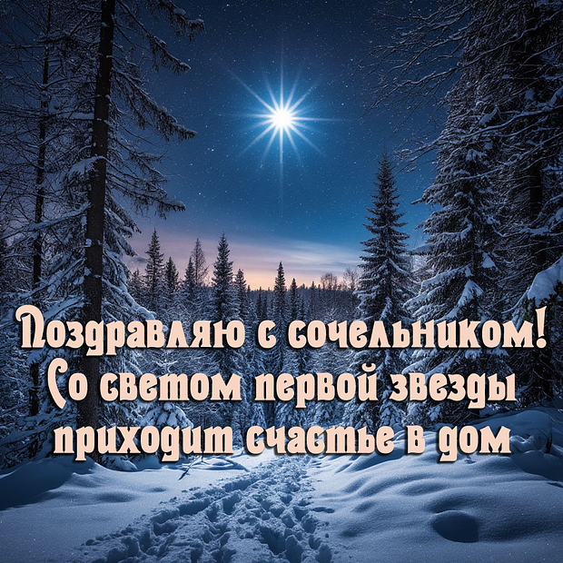 Открытка с поздравлением на Рождественский сочельник №2254. Открытки. Готовые открытки с Рождественским сочельником.