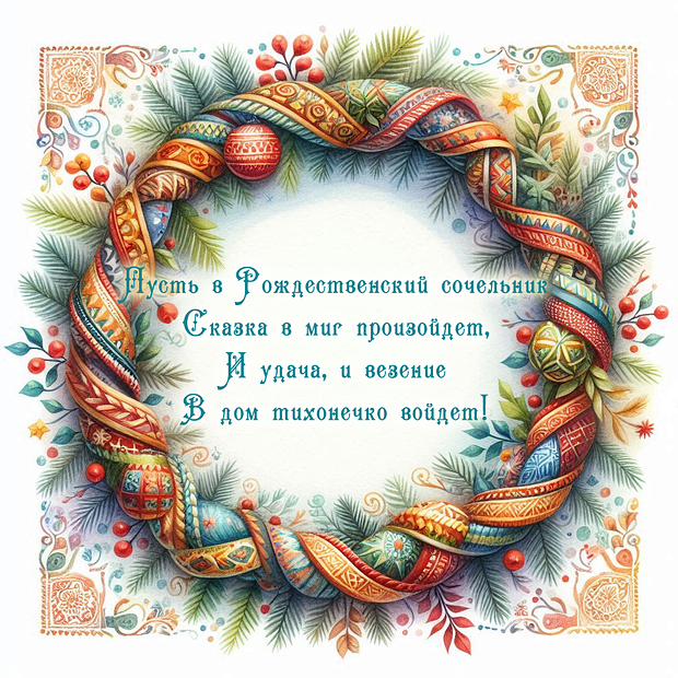 Открытка со стихами на Рождественский сочельник №2260. Открытки. Готовые открытки с Рождественским сочельником.