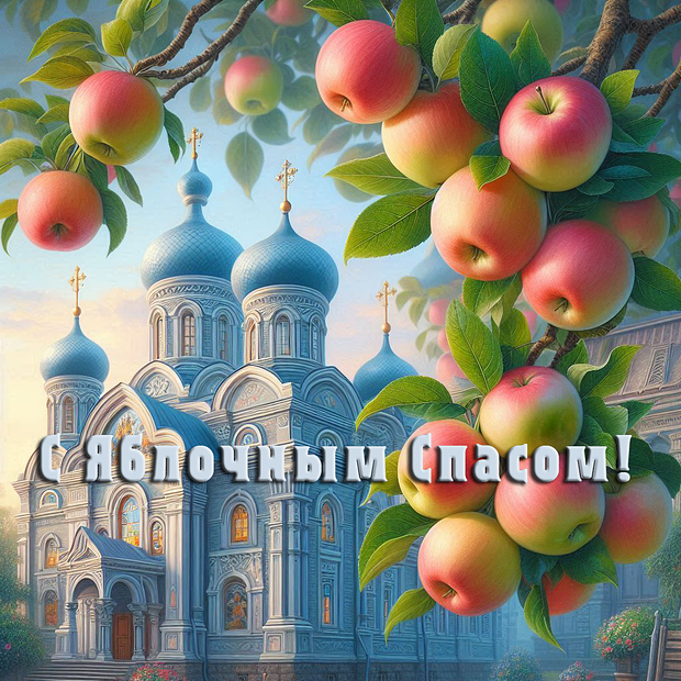 Бесплатная открытка с Яблочным Спасом №2018. Открытки. Готовые открытки с яблочным спасом.