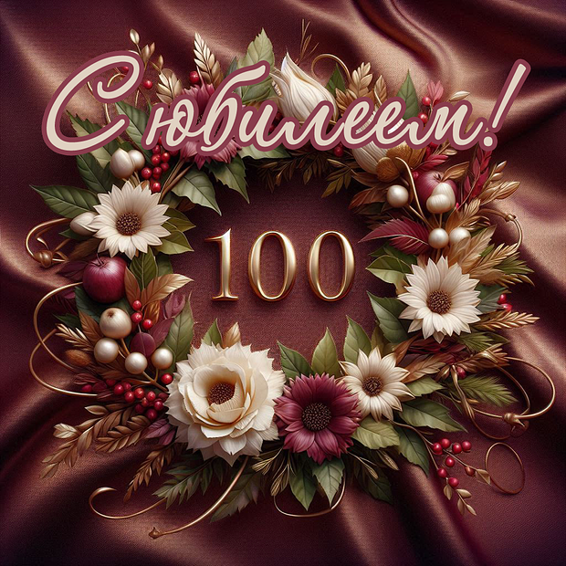 Картинка на юбилей в 100 лет №1835. Открытки. Готовые открытки с юбилеем.
