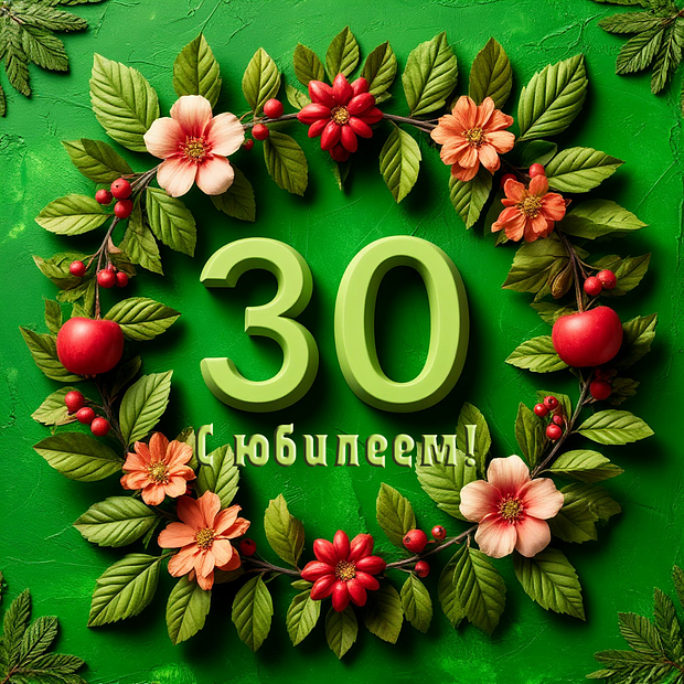 Картинка на юбилей в 30 лет №1802. Открытки. Готовые открытки с юбилеем.