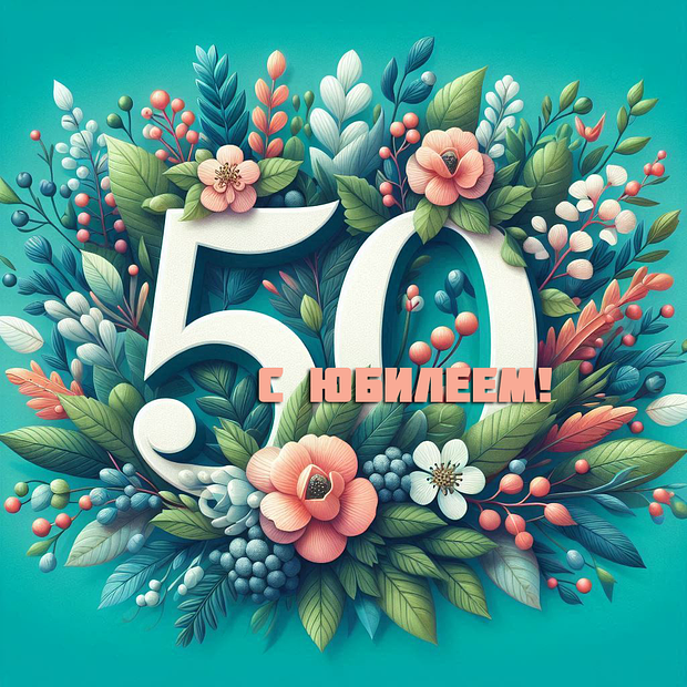 Картинка на юбилей в 50 лет №1810. Открытки. Готовые открытки с юбилеем.