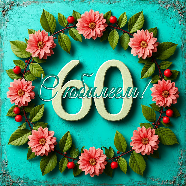 Картинка на юбилей в 60 лет №1815. Открытки. Готовые открытки с юбилеем.
