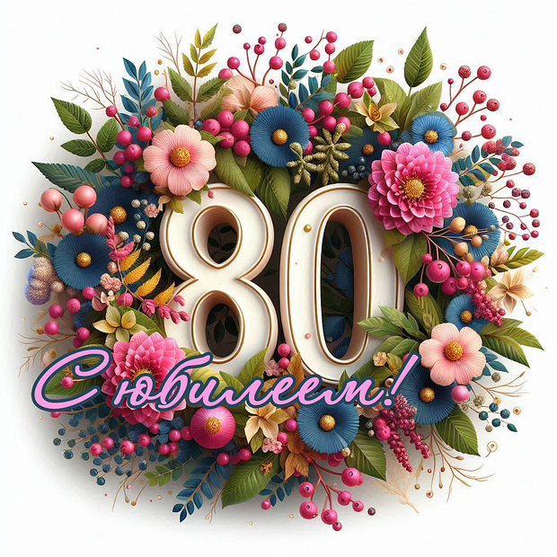 Картинка на юбилей в 80 лет №1825. Открытки. Готовые открытки с юбилеем.