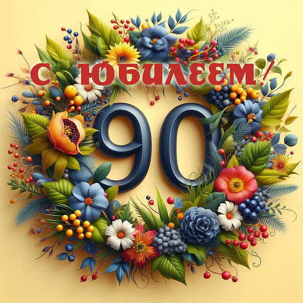 Картинка на юбилей в 90 лет №1830. Открытки. Готовые открытки с юбилеем.