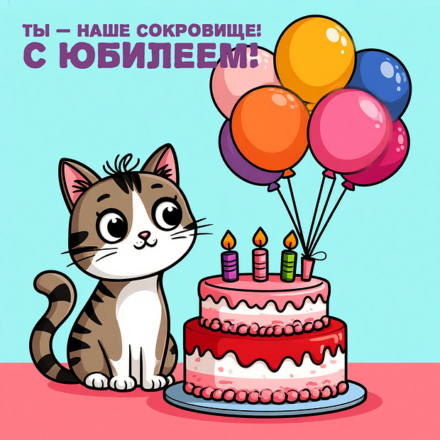 Красивая картинка на юбилей №1737. Открытки. Готовые открытки с юбилеем.