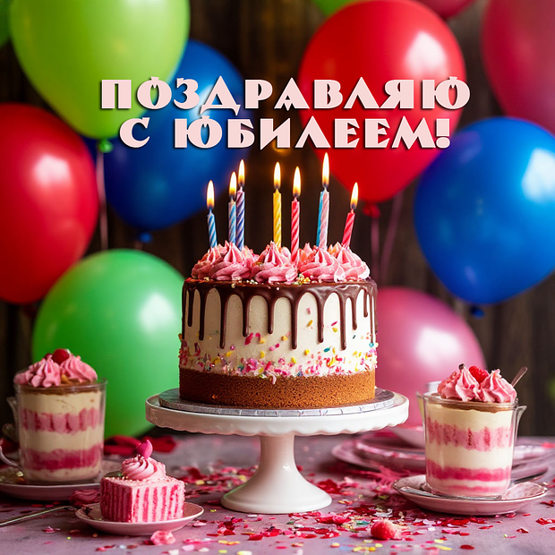 Красивая открытка на юбилей №1745. Открытки. Готовые открытки с юбилеем.