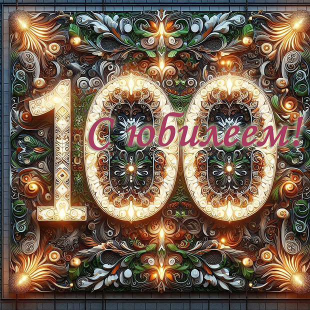 Открытка на юбилей в 100 лет №1836. Открытки. Готовые открытки с юбилеем.