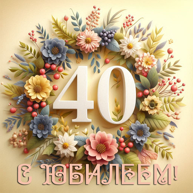 Открытка на юбилей в 40 лет №1804. Открытки. Готовые открытки с юбилеем.