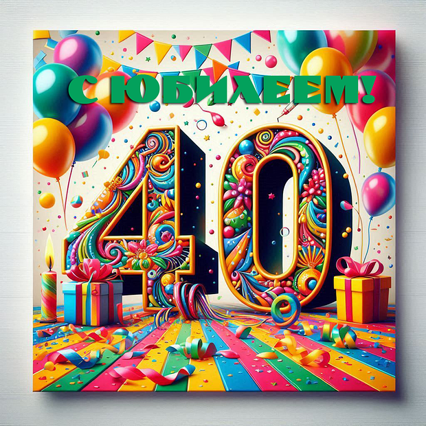 Открытка на юбилей в 40 лет №1806. Открытки. Готовые открытки с юбилеем.