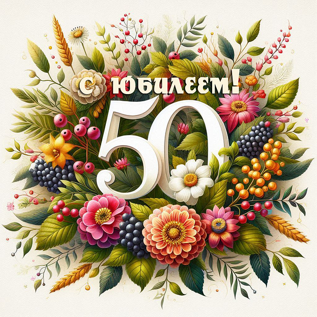 Открытка на юбилей в 50 лет №1813. Открытки. Готовые открытки с юбилеем.