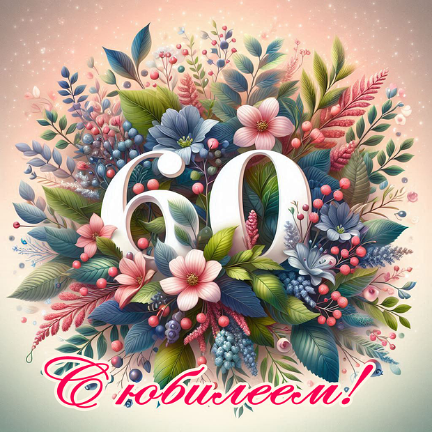 Открытка на юбилей в 60 лет №1814. Открытки. Готовые открытки с юбилеем.
