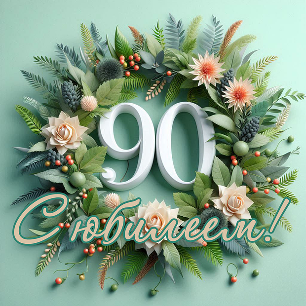 Открытка на юбилей в 90 лет №1831. Открытки. Готовые открытки с юбилеем.