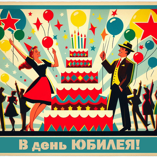 Советская открытка на юбилей №1747. Открытки. Готовые открытки с юбилеем.