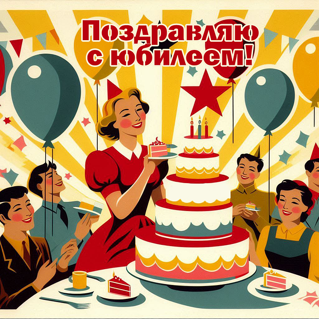 Советская открытка на юбилей №1763. Открытки. Готовые открытки с юбилеем.
