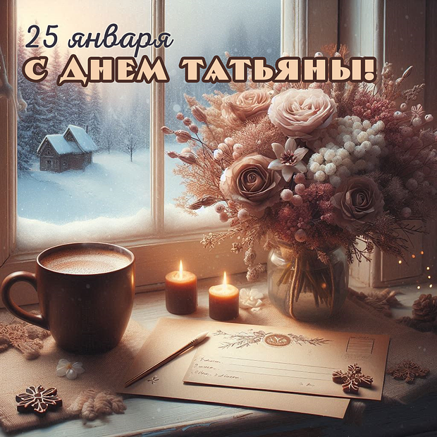 Красивая картинка с пожеланиями на Татьянин день №2207. Открытки. Готовые открытки на Татьянин день.