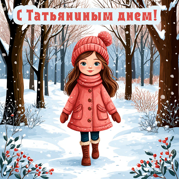Красивая открытка на Татьянин день №2204. Открытки. Готовые открытки на Татьянин день.