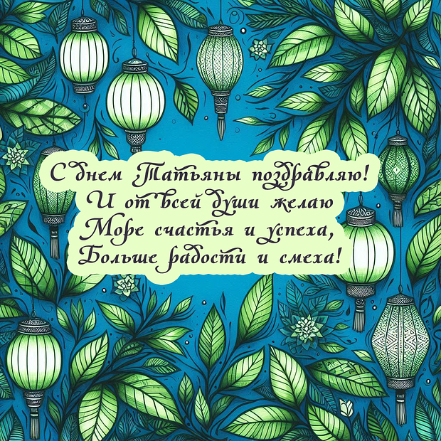 Открытка со стихами на Татьянин день №2226. Открытки. Готовые открытки на Татьянин день.