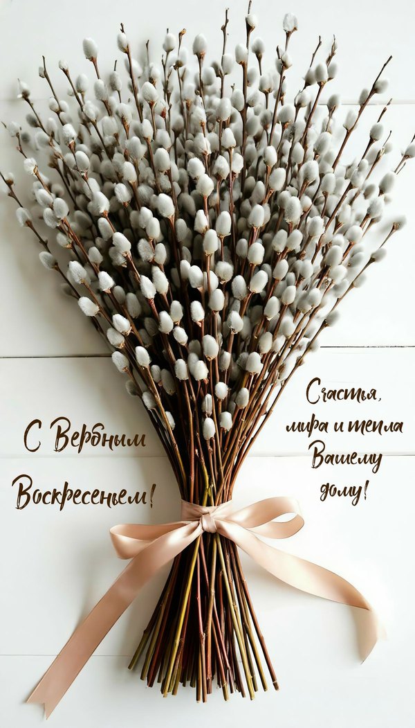 С Вербным Воскресеньем. Счастья, мира и тепла. Открытки на Вербное Воскресенье №1021. Открытки. Готовые открытки Вербное Воскресенье.