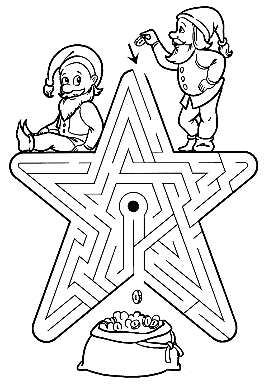 Лабиринты для детей 6-8 лет, лабиринт как звезда №1083. Печатные игры. Лабиринты для детей.