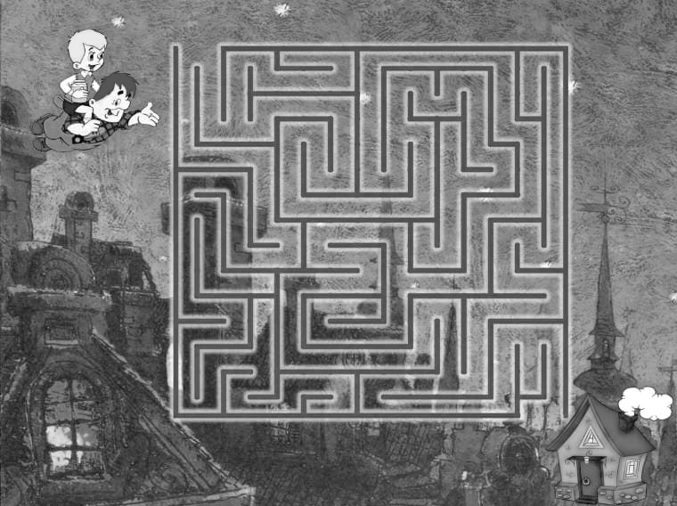 Лабиринт с карлсоном №727. Печатные игры. Лабиринты для детей.