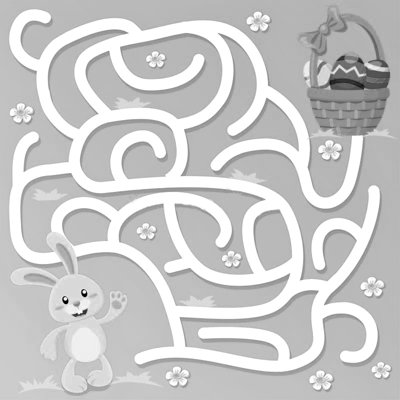 Помоги зайке добраться до яиц №704. Печатные игры. Лабиринты для детей.