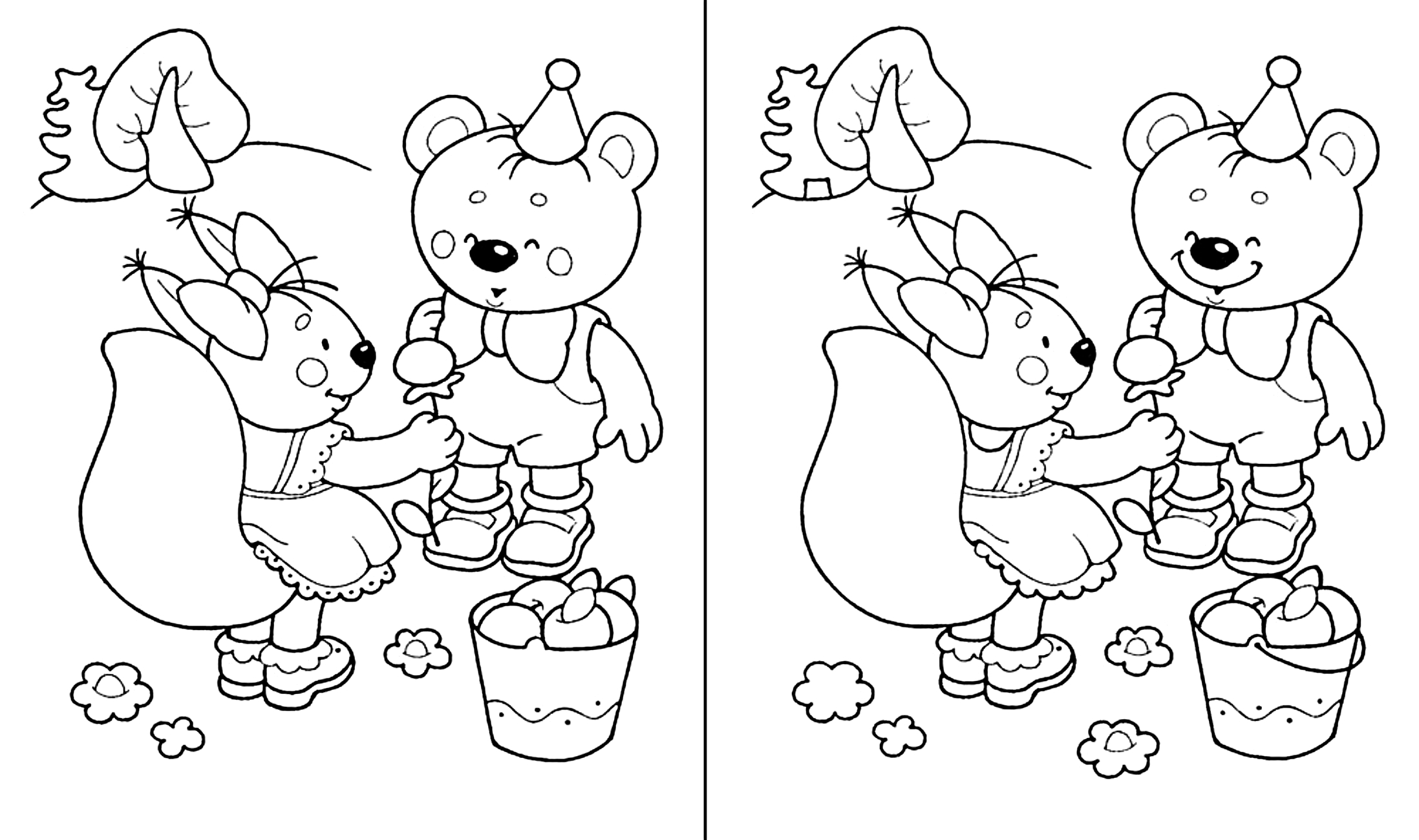 Задание для детей 5-7 лет. Найти отличия, игрушки №1126. Печатные игры. Найди отличия.