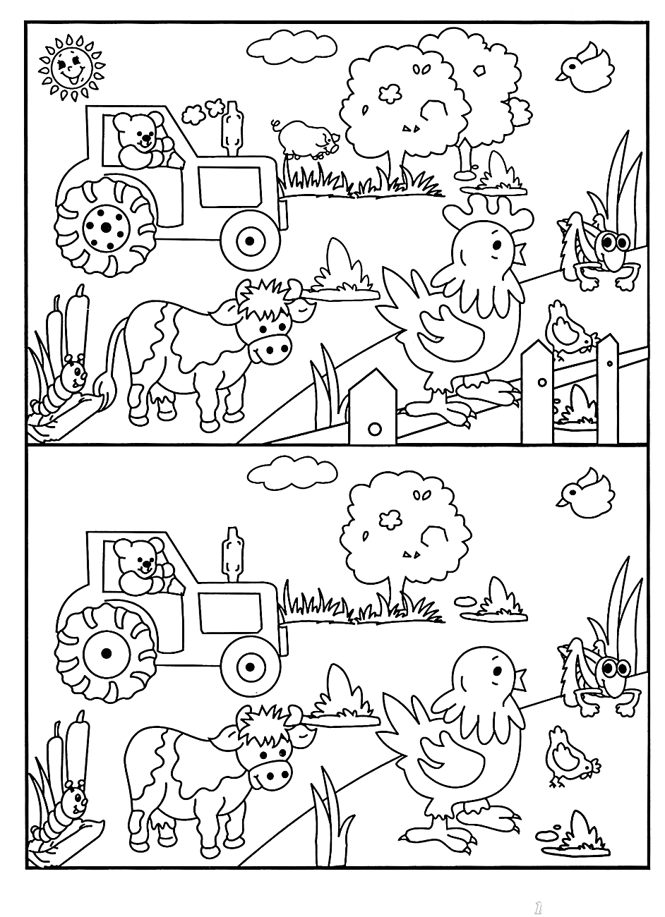 Задания для детей 7-8 лет. Найди различия, животные №1153. Печатные игры. Найди отличия.