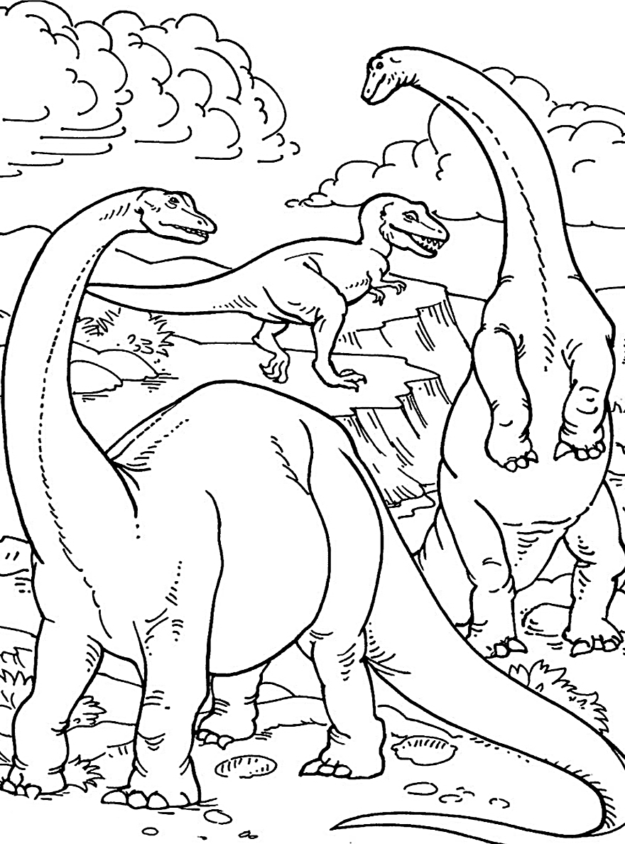 Древний мир динозавров №1461. Популярные раскраски. Динозавры.
