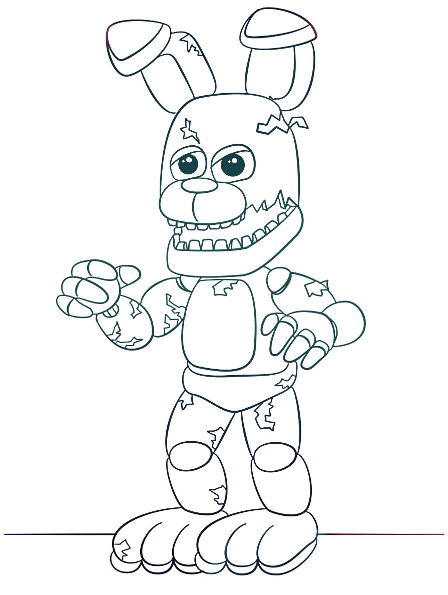 Аниматроник Бонни №1407. Популярные раскраски. ФНАФ FNAF (Five Nights at Freddy’s) и Аниматроники.